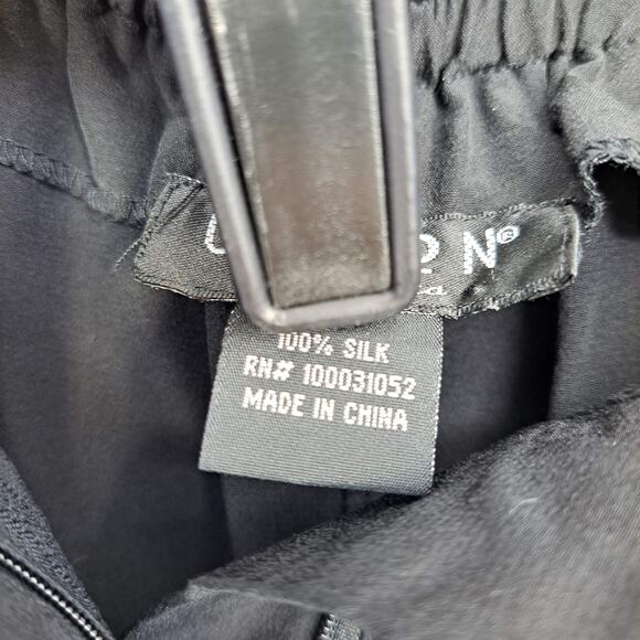 Citron Santa Monica 100% Silk Straight Leg Pant Washable Black Women's Size 0X - Picture 9 of 10